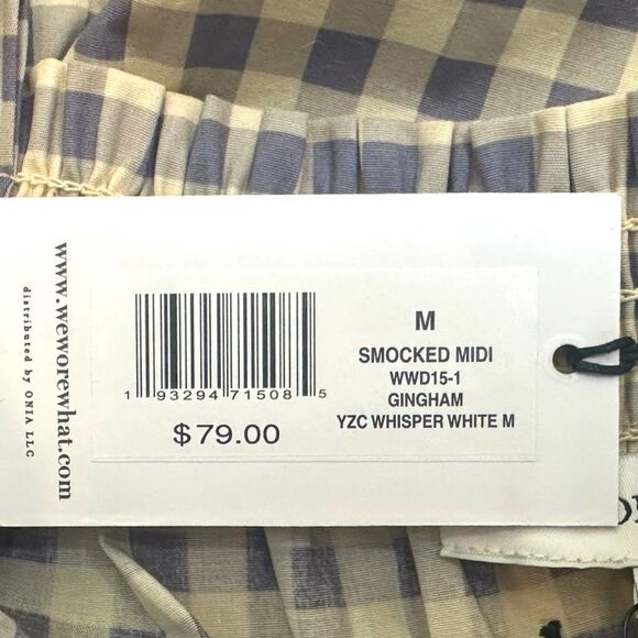 WeWoreWhat Smocked Midi Sundress - Size Medium - Gingham Whisper White - Picture 6 of 7